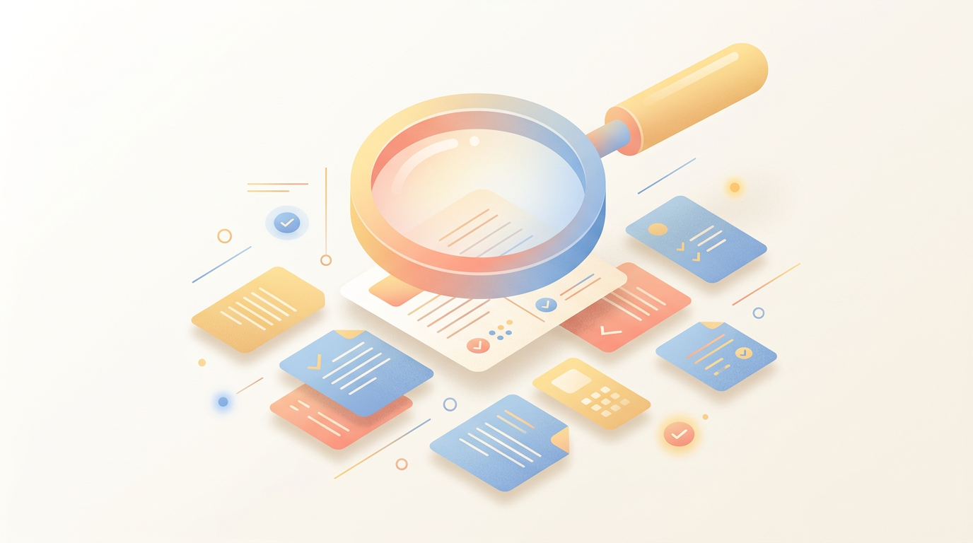 Abstract illustration of careful review and verification