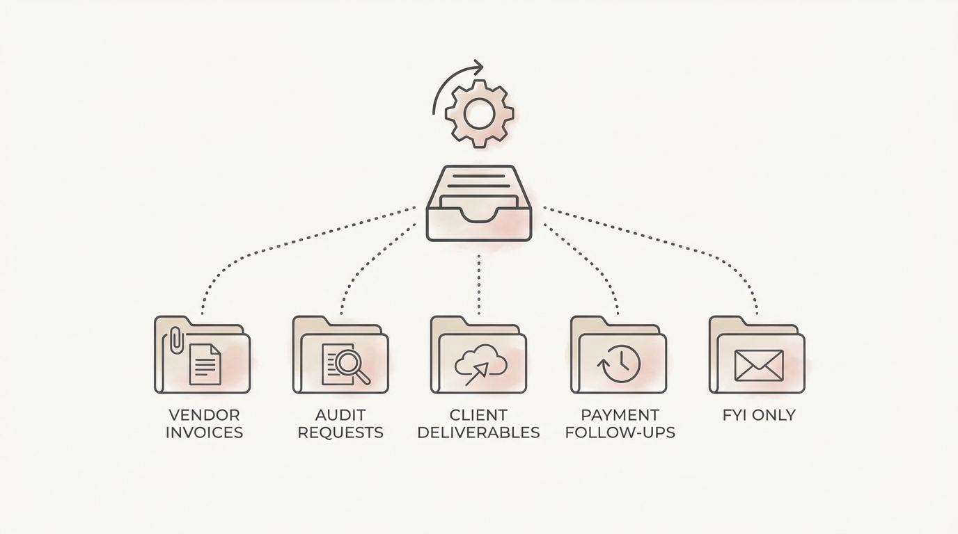 Email triage workflow for accounting